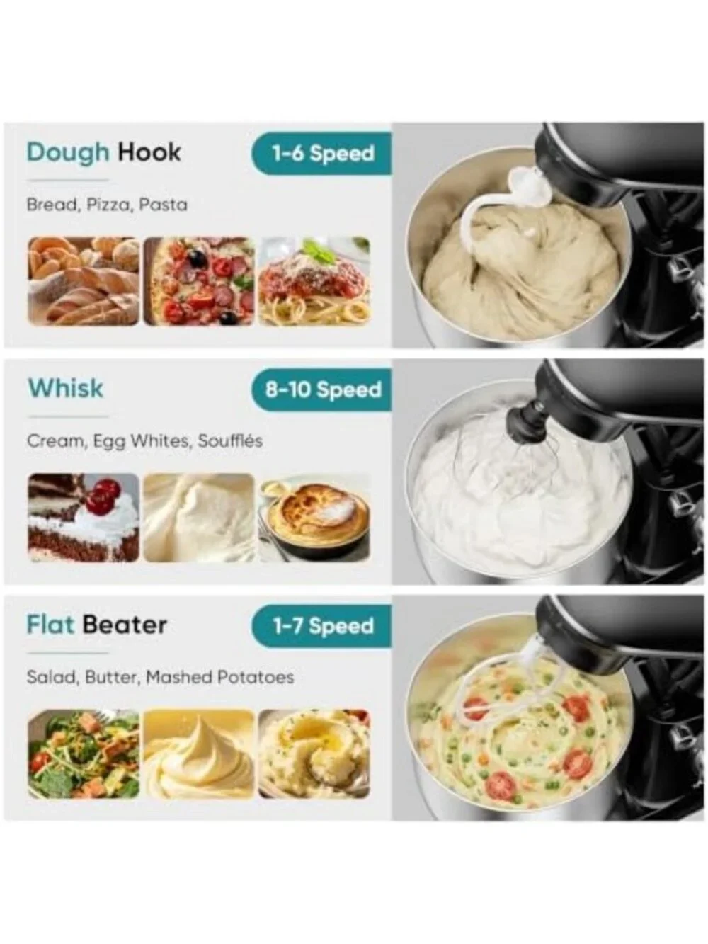 6.3 Qt Tilt-Head Stand Mixer, 10-Speed Electric Mixer for Baking & Cooking